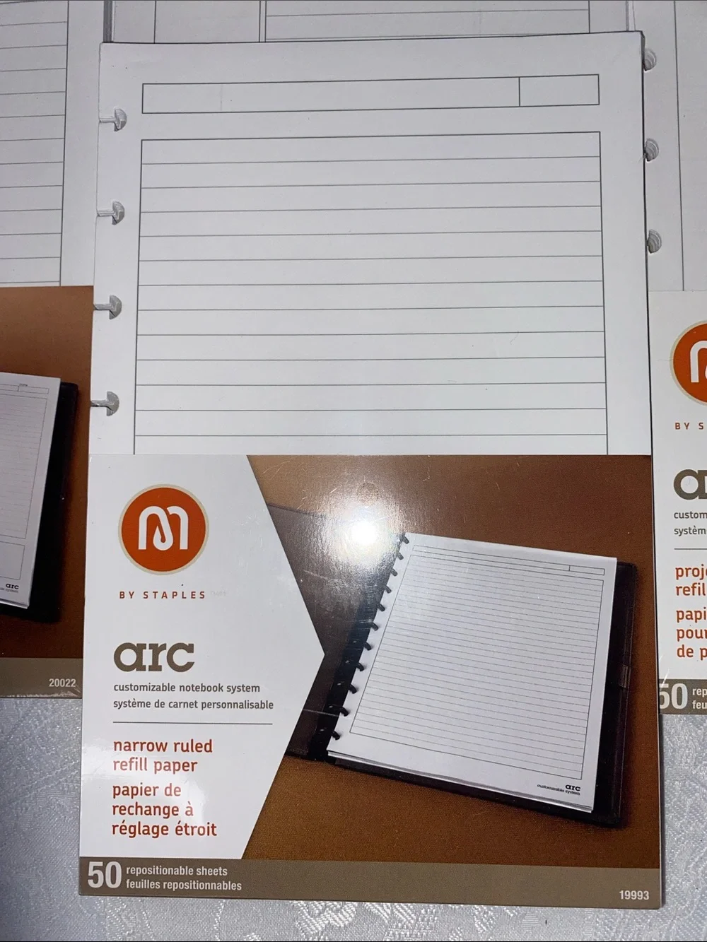 Lot of 7 Staples Arc Notebook System Refill Paper 8.5x11 Heavyweight 50ct